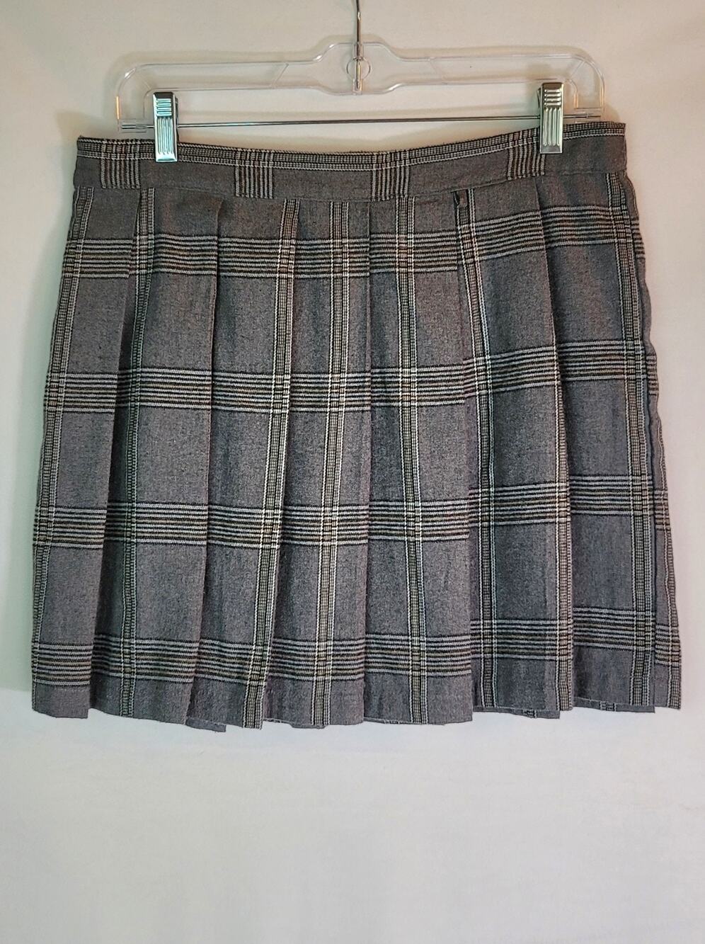 2/$15 Angel Kiss Gray Pleated Plaid Y2K Schoolgirl Mini Skirt Womens Size Large